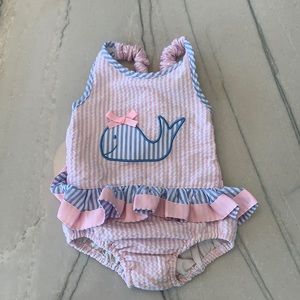 18M Pink and blue seersucker swimsuit